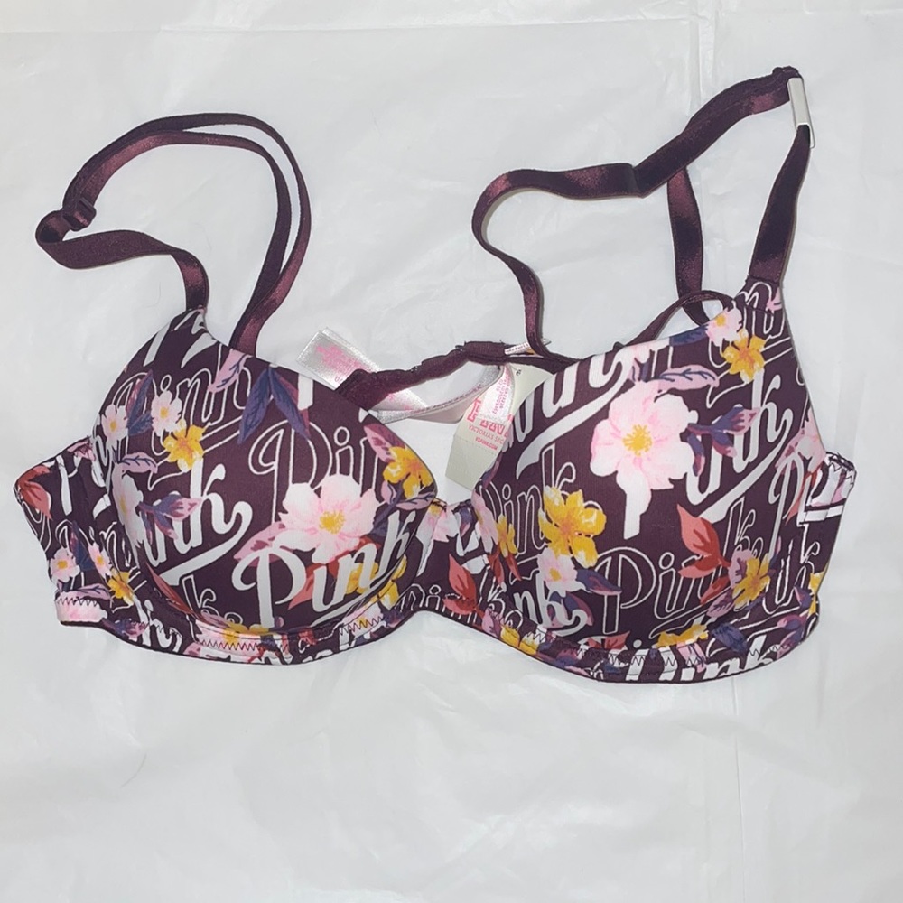 NEW WITH TAGS PINK floral pattern bra